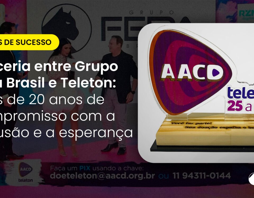Há 20 anos, o Grupo Fera Brasil transforma o Teleton com cenografia e propósito, apoiando a AACD com criatividade, estrutura e compromisso social.