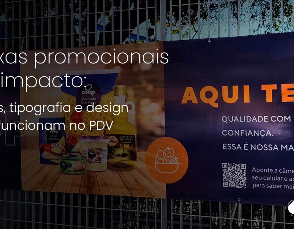 Faixa promocional que impacta no PDV: cores, tipografia e design persuasivo para atrair e engajar clientes.