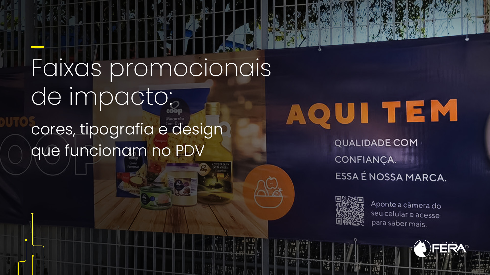 Faixa promocional que impacta no PDV: cores, tipografia e design persuasivo para atrair e engajar clientes.