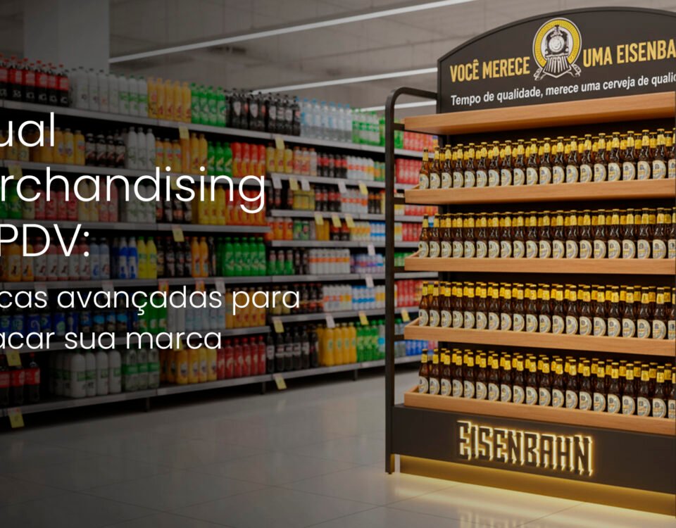 O visual merchandising no PDV combina cores, disposição de produtos e comunicação visual para gerar experiências memoráveis.